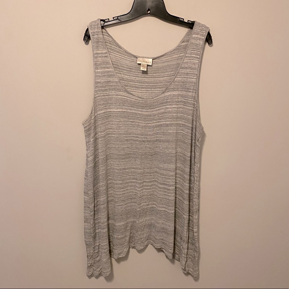 Marbled gray, shark-bite hem, knit tank top Kenar 3x